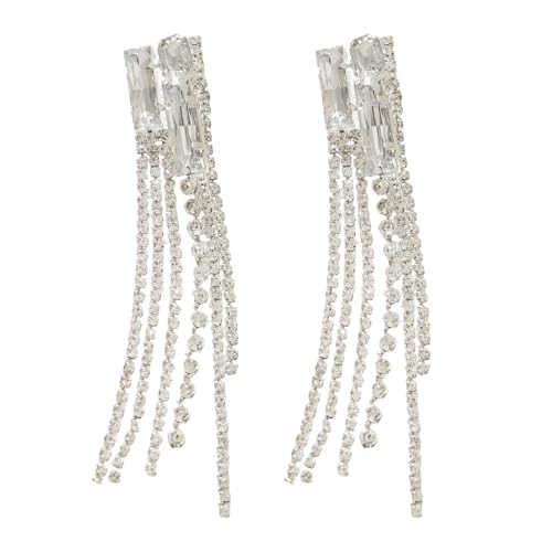 Sparkling Crystal Drops Earrings with Fringe Detail Elegant for Women Comfortable Various Occasions Effect Long Earrings