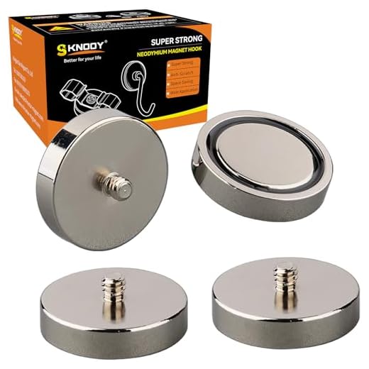 4 PCS Heavy Duty Neodymium Round Cup Magnets, Strong Rare Earth Pot Magnets with 1/4-20 Male Thread Stud, Powerful Magnetic Mounting Base for Lighting, Camera, Tripod, Brackets, Sensor