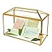 YIMORENCE V Gold Wedding Glass Card Box â€“ 12.6 inch Large Wedding Card Holder Handmade Gold Glass Terrarium with Slot and Heart Lock