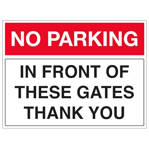 Panneau de sécurité No Parking In Front Of These Gates pour protéger votre sortie de garage