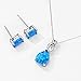 Mints Blue Opal Jewelry Set Sterling Silver Pendant Necklace Stud Earrings October Birthstone Gemstone Fine Jewelry for Women