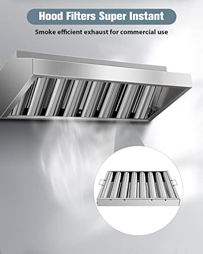 Hood Filters 430 Stainless Steel 19.5W X 19.5H Inch, 7 Grooves Commercial Hood Filters, Commercial Kitchen Range Hood Filter For Grease Rated Commercial Kitchen Exhaust Hoods, 6 Pack #TOP1