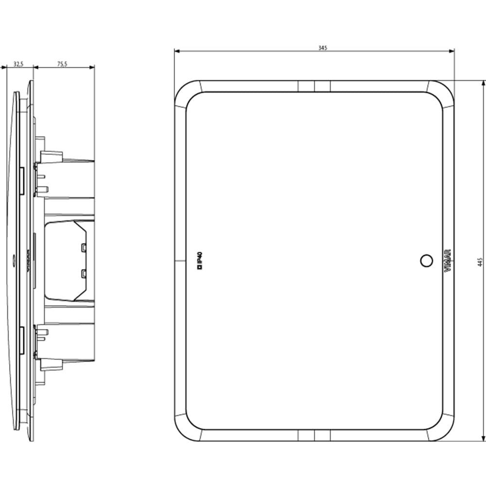 Vimar 0TV53124.B Centralino estetico da incasso IP40, 24 moduli, portello colore bianco con scatola da incasso per pareti in muratura