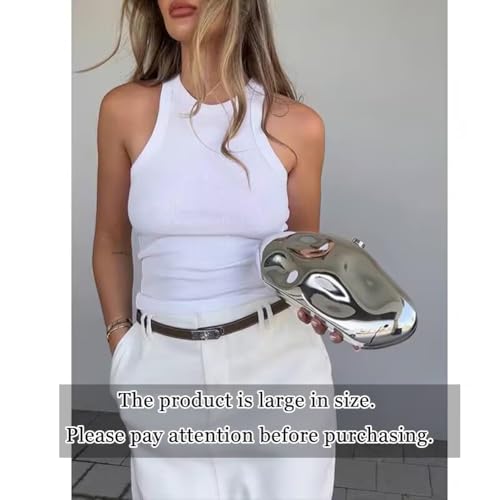 Image of Acrylic Shell Clutch Purse for Women Metallic Evening Bag Large Designer Acrylic Handbag for Wedding Party Prom