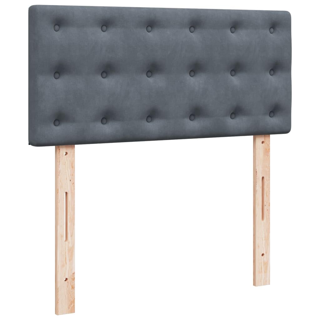 vidaXL Boxspringbett, Polsterbett Bett mit Matratze, Bettgestell mit Kopfteil Lattenrost, Einzelbett für Schlafzimmer, Dunkelgrau 90x200cm Samt