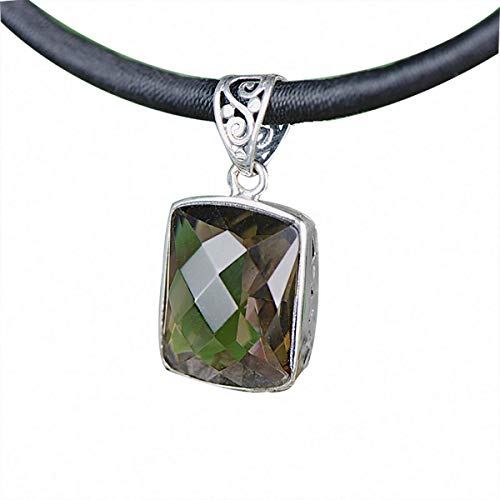 Pendentif en argent S925 résistant avec cristal de thé carré pour collier durable