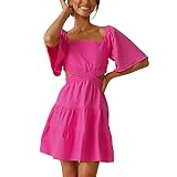 BIBOKAOKE Womens Cow Costume Dress Women's Summer Cut Out Casual Short Sleeve Dress Sweetheart Midi