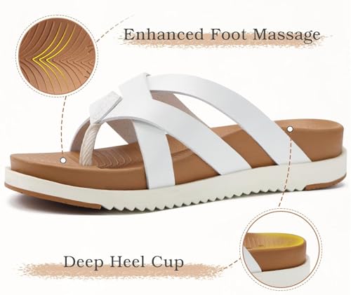 Image of KuaiLu Womens Dressy Orthotic Flip Flops Trendy Comfortable Cushion Recovery Walking Criss Cross Thong Sandals Lightweight Yoga Foam Summer Slides with Plantar Fasciitis Arch Support