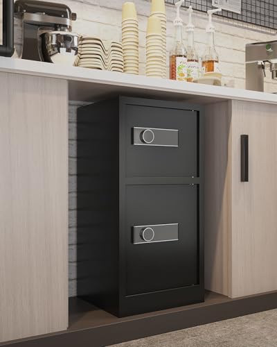 8.6 Cuft Heavy Duty Dual Door Safe Box with Hidden Lock Box Fireproof Waterproof Bag,Removable Shelves,Silent,Fireproof safe for Home, Office, Hotel (8.6 Cuft Double Door Safe)