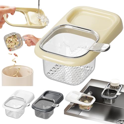 シンク 排水バスケット 自動排水シンクストレーナーバスケット 生ごみ キャッチャー キッチン 三角コーナー 吸盤式排水器 生ゴミ処理 詰まり防止・廃棄物処理用 果物・野菜・パスタ対応 家庭・アパート・キャンピングカー・寮向け キッチン用品 (ホワイト+グレ