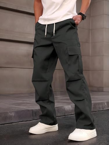 Image of JVX Men Cargo ||Cotton Cargo Pants || Casual Trousers | Comfortable Lower for Men | Breathable Pants with Multi Pockets & Drawstring Elastic Waistband (CARGO-05)