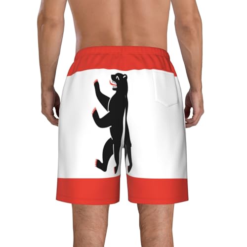 Berlin Flag Men's Beach Pants-Quick-Dry & Comfortable Mens Beach Shorts for Men, Perfect for Surfing and Everyday Wear White3