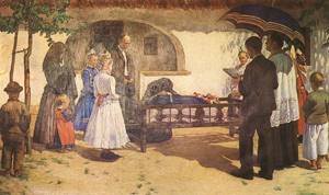 Peinture à l'huile Garden Path Lajos Kunffy tableau reproduction de collection 30x36 pouces