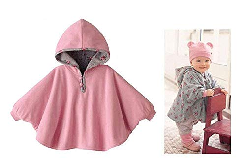 ieasysexy Winter Warm Double-Side Wear Hood Cape Poncho Coat for Toddler Baby Girs Boys Pink - Thumbnail 2