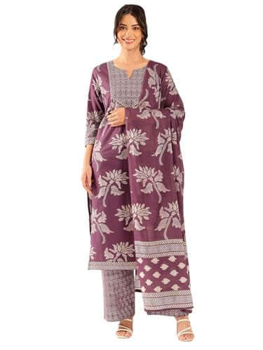 Image of Vbuyz Women Foil Print & Gota Patti Work Straight Cotton Salwar Suit | Straight Kurta Pant Dupatta | Kurta Set with Dupatta for Women | Suit Set | Ethnic Set | Printed Kurta Set