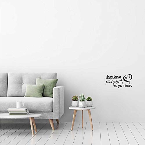 Vinilo decorativo negro con frase y huellas de perro miniatura 4