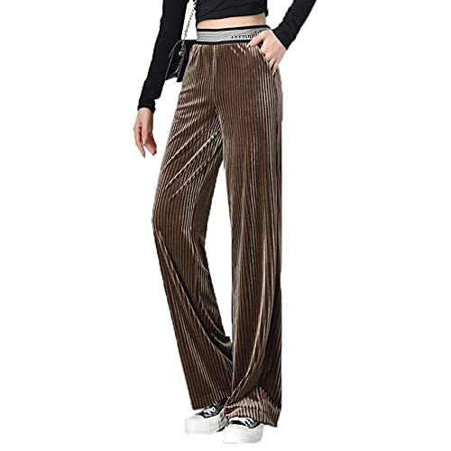 WJANYHN Pantalon Large en Velours côtelé pour Femme Taille Haute Ample drapé Velours doré Pantalon Long décontracté Ample Droit Cover