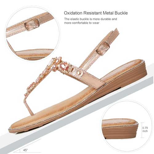 Image of iCKER Women Sandals Rhinestone Dressy Casual Summer flat flip flops Comfortable Sandals