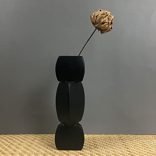Vase blanc et noir moderne abstrait en céramique pour centre de table de salon élégant L