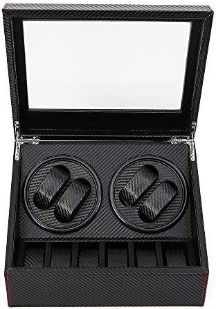 SHZICMY Automatic Watch Winder, 4+6 Automatic Watch Winder Storage Display Box Watch Case Black, Power Cord Included(USA Stock) (Black 1)