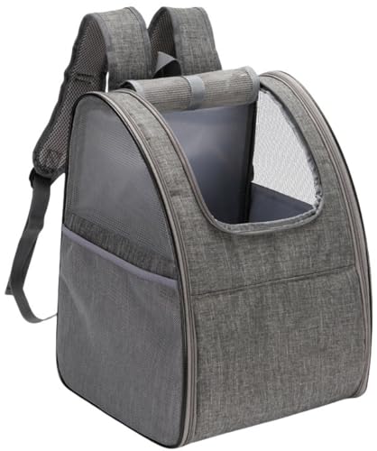 リュック 犬 ペットバッグ 大容量 キャリーバッグ 無地 おでかけバッグ ペットキャリー 猫用 ショルダーバッグ ペット用品 臭気がない 通院用 ポータブル 旅行 ドライブ 防災 折り畳み 軽量 (グレー, 34x28x42cm)