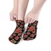 4TH N Women's 5-Pairs Casual Fashion Elastic Ankle Socks, Outdoor Sports Low Cut Sock for Office, Home, Daily Essentials (Floral Flowers Red Rose)