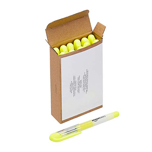Amazon Basics Liquid Ink Highlighters - Chisel Tip, Yellow, 12-Pack #TOP3