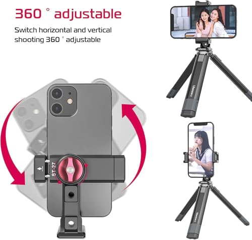Image of ULANZI ST-27 Phone Tripod Mount, 360 Metal Phone Holder for Tripod w 3 Cold Shoes & Arca Port, Versatile Smartphone Adapter for iPhone, Desktop Tripods, and Live Streaming /Vlogging Setup