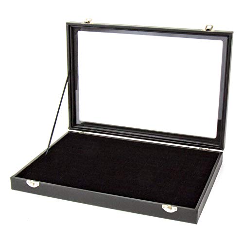 amzdeal Ring Storage Box -100 Slots Jewelry Ring Display Case with Glass Lid, Jewelry Storage Tray, Ring Holder Organizer, Ideal Gift for Women/Men, Black - Thumbnail 7