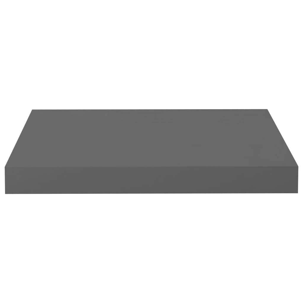 Półki wiszące, 4 szt. szary wysoki połysk, 40 x 23 x 3,8 cm, płyta MDF, zestaw półek ściennych z niewidocznym uchwytem, stabilna półka ścienna na książki i dekoracje, trwały regał wiszący