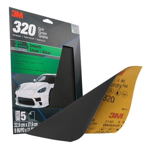 Image of 3M Wetordry Sandpaper, 32040, 320 Grit, 9 inch x 11 inch, 5 Sheets Per Pack