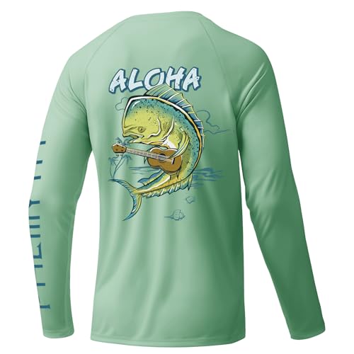 Palmyth - Camisetas de pesca de manga larga para hombre, protección solar UPF 50+, Ukelele de mar/mahi,...