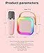 Mini Karaoke Machine Speaker for Kids Adults,Portable Bluetooth with 1-2 Wireless Microphones,Christmas Birthday Gifts Toys Girls Boys Ages 4, 5, 6,7, 8,9,10,11,12+ Years Old Toddler (Pink - 1 Mic)
