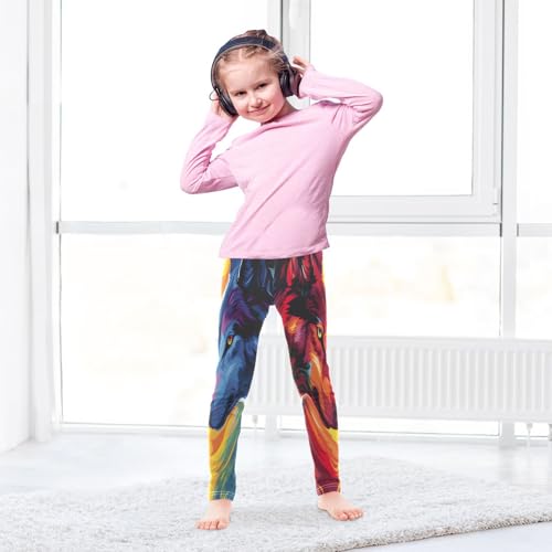 Toddler Girls Leggings Printed Yoga Pants Leggings Red Blue Wolves Face to Face for Kids4