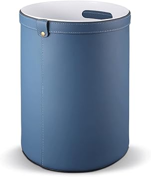 Trash Can Open Top Trash Can, 12 Litre/3.2 Gallon,Leather Garbage Can Without Cover, Garbage Bin for Office,Hotel,Bedroom,Living Room Wastebasket Color Blue