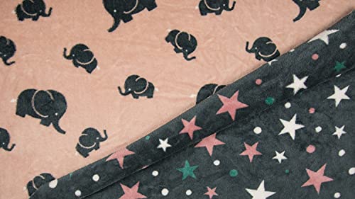 Tissu polaire motif éléphant rose pour couture de nid d'ange et couverture