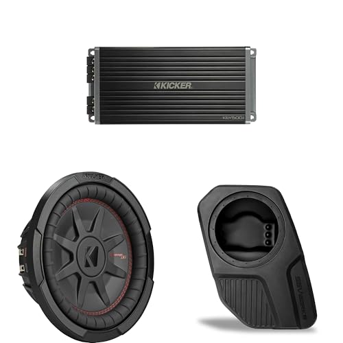 Kicker 48CWRT102 Subwoofer BR-DS10U Add-On & 47KEY5001 Amplifier Bundle Compatible with 2021-2025 Ford Bronco 4-Door Rear Door