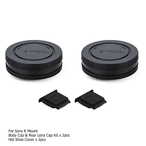 2 Pack E Mount Body Cap Cover & Rear Lens Cap for Sony