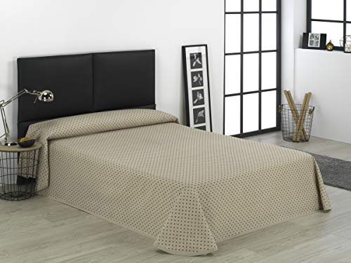 SABANALIA - Colcha Estampada Niza, Cubre Cama 50% algodón - 50% poliéster, Colcha para Primavera y Verano, (Disponible en Varios tamaños y colres) - Cama 135 - (230 x 280), Moka