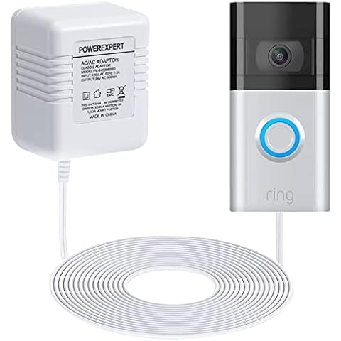 Doorbell Transformer 24V Adapter for Ring Video Doorbell, 16.4ft Long C Wire Power Supply, Compatible with Ring, Nest Hello, Wyze and Eufy Video Doorbells Cover