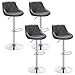 WOLTU 4X Taburete de Bar con Respaldo Cuero Sintético Taburetes Alto Cocina Regulable en Altura Taburete Giratorio Sillas Bar Taburete de Escritorio Gris BH23gr-4
