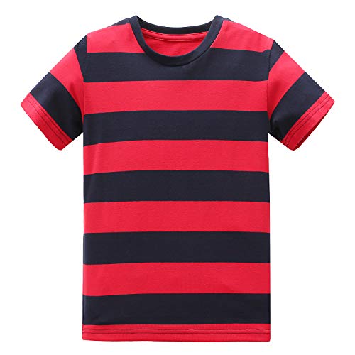 Boys Short Sleeve t Shirts Kids Striped tee Shirts Boys Girls Tshirt top Age 6-7 Years