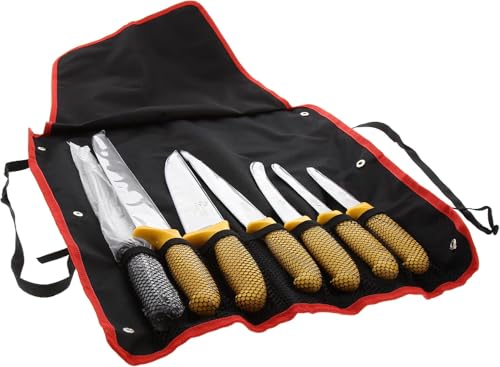 Pradel Excellence - PCOT005008 - Sac Couteaux de Boucher 7 Pièces - Gamme Authentique - 6 Couteaux + 1 Fusil d’Affûtage - Lames Inox - Manches Polypropylène Jaune -...