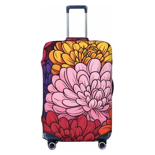 Colorful Chrysanthemum Elastic Travel Luggage Cover, Washable Spandex Suitcase Protector, Anti-Scratch Fits 18-32 Inch