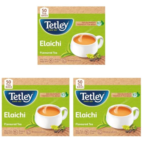 Image of Tetley | Elaichi Flavoured Chai | Black Tea | 50 Tea Bags (Pack of 3)