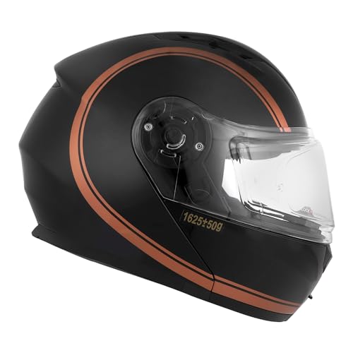 Image of Royal Enfield ISI & DOT Certified Bullet Lightwing Modular Riding Helmet Black (XL)62 Cm-With High Impact Grade Thermoplastic & High Density Head EPS Liner For Superior Impact Protection & Durability