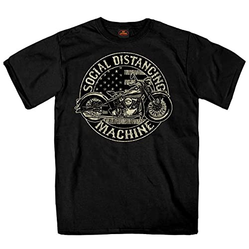 Hot Leathers GMS1475 Men's Social Distancing Machine Black Short Sleeve T-Shirt - Medium