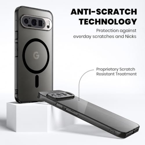 Image of Elzzi Anti Scratch Semi Translucent Cover for Google Pixel 10 Pro XL Case, Premium PC + TPU Magnetic Phone Cases Drop Proof, Compatible with Magsafe Slim Never Yellowing Shockproof