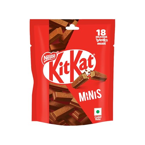 Image of KIT KAT Minis, Choco Coated Wafer Bar, Share Bag, Miniature Pouch, 18 X 7.4 gm | 133.2 g /118.4 g (weight may vary)