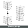 mDesign Plastic Stackable 3-Drawer Kitchen Storage Organizer - Bin with Divided Pull-Out Drawers for Pantry, Shelf, Fridge/Refrigerator, and Freezer Organization - Lumiere Collection - Clear